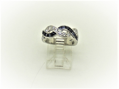 Vintage Platinum Diamond Blue Sapphire Ring
