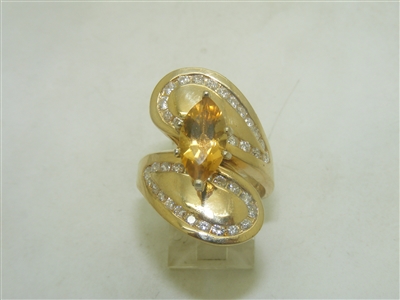 Diamond Gold Topaz Marquise Ring