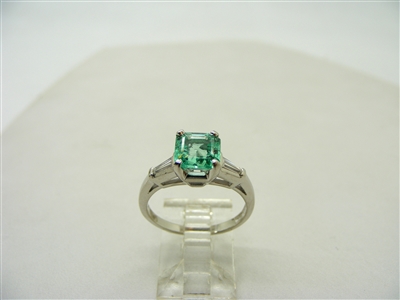 vintage platinum Colombian emerald engagement (May birthstone)