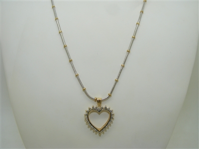 Two tone diamond heart necklace