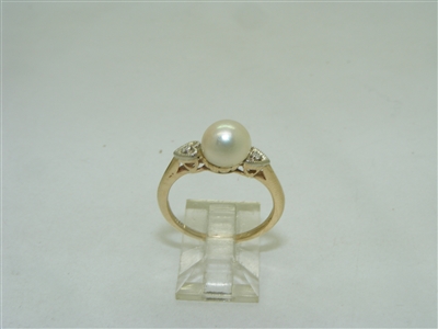 Vintage Diamond and cultured  pearl ring