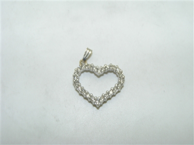 14k white gold diamond open heart pendant