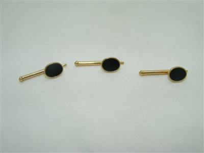 14k yellow gold onyx 3 set shirt stud