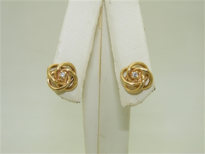 14k Yellow Gold Diamond Knot Earring