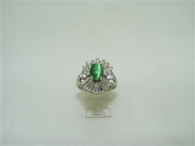 14k white gold cubic zircon green linden stone