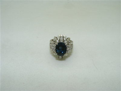 Vintage 14k white gold diamond & Italian sapphire ring