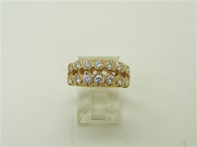 14K Yellow Gold Two Row Women's Diamond Ring