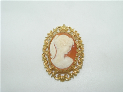 14k yellow gold cameo pendant/pin