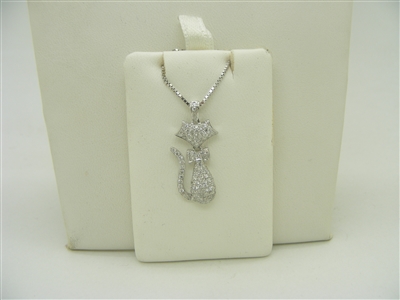 18k white gold cat necklace