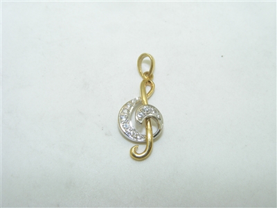 Multi gold Treble clef diamond pendant