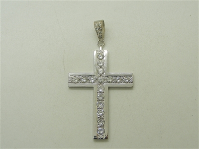 14K White Gold Diamond Cross