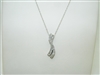 14K White Gold Double Wavy Diamond Pendant