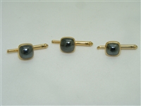 14k yellow gold square cabochon 3 set shirt studs