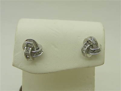 14K White Gold Knot Diamond Earrings