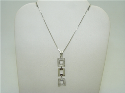 14k white gold diamond square necklace