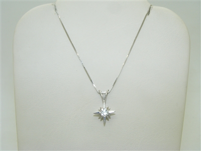 14k White Gold Diamond Star Pendant