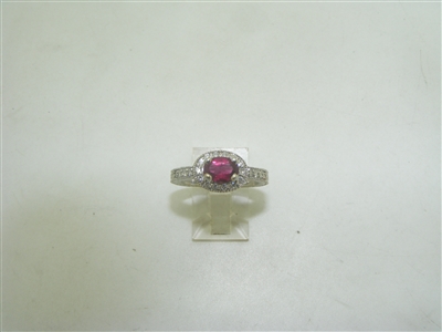 14k white gold diamond and ruby ring