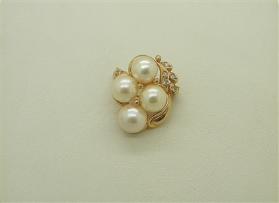 14k Yellow Gold Diamond & Cultured Pearl Enhancer