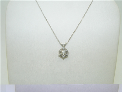 14k White Gold Diamond Star 6 Prong Pendant