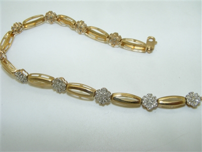 Yellow gold section diamond bracelet