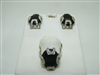 Beautiful diamond and onyx cabochon ring and earring set