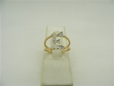 2 Tone "E" Initial Gold Ring