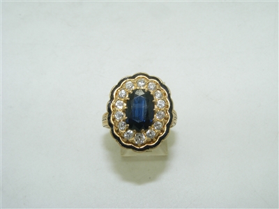 Vintage diamond & natural blue sapphire ring