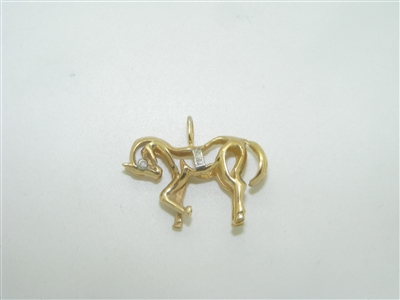 14k yellow gold horse with diamonds