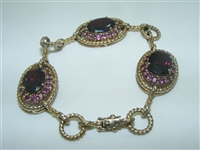 Beautiful Silver Gold Plated Garnet Bracelet