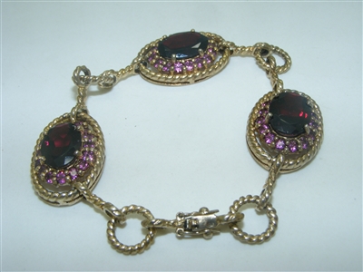 Beautiful Silver Gold Plated Garnet Bracelet