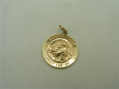 14k yellow gold Saint Anthony "pray for us"