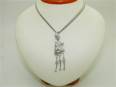 18k White Gold Unique Diamond Don Quixote Pendant With Chain