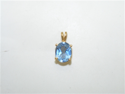 14k Yellow Gold Blue Topaz Pendant