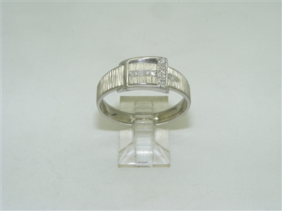 14k White Gold Belt Ring With Diamonds