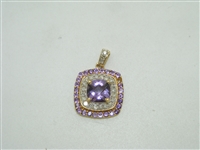 14k Yellow Gold Amethyst Diamond Pendant