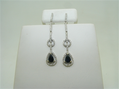 14k white gold natural blue sapphire earrings