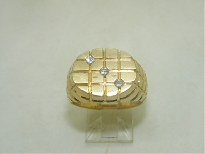 14k Yellow Gold Diamond Mens ring