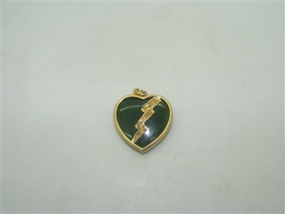 14k yellow gold lighting strike with Taiwan jade