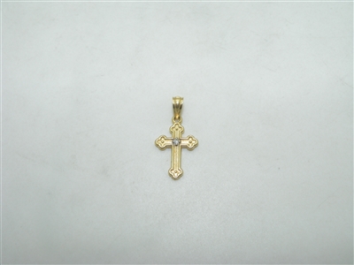 14k yellow gold diamond baby cross pendant