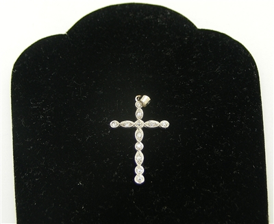 14K White Gold Diamond Cross