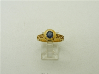 18k Yellow Gold Designed Round Sayland Sapphire Ring