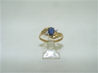 10k yellow gold blue sapphire with diamonds
