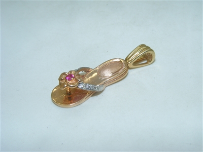 Yellow And Rose Gold Sandal with Diamonds and Rubies