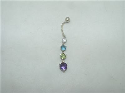 Multi color stone belly piercing