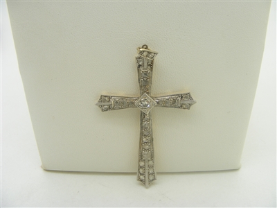 Vintage 18k Yellow Gold Diamond Cross