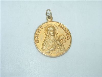 14k yellow gold Saint Teresa Medal
