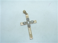 14k yellow and White Gold Diamond Cross Pendant