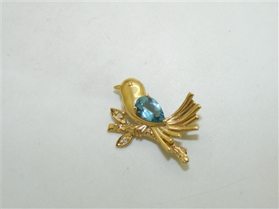 Gorgeous London Blue Topaz Birdy Pin