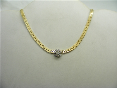Herringbone Ladies 14k Yellow Gold Diamond Chain