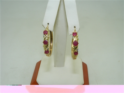 Ruby and diamond hoop earrings